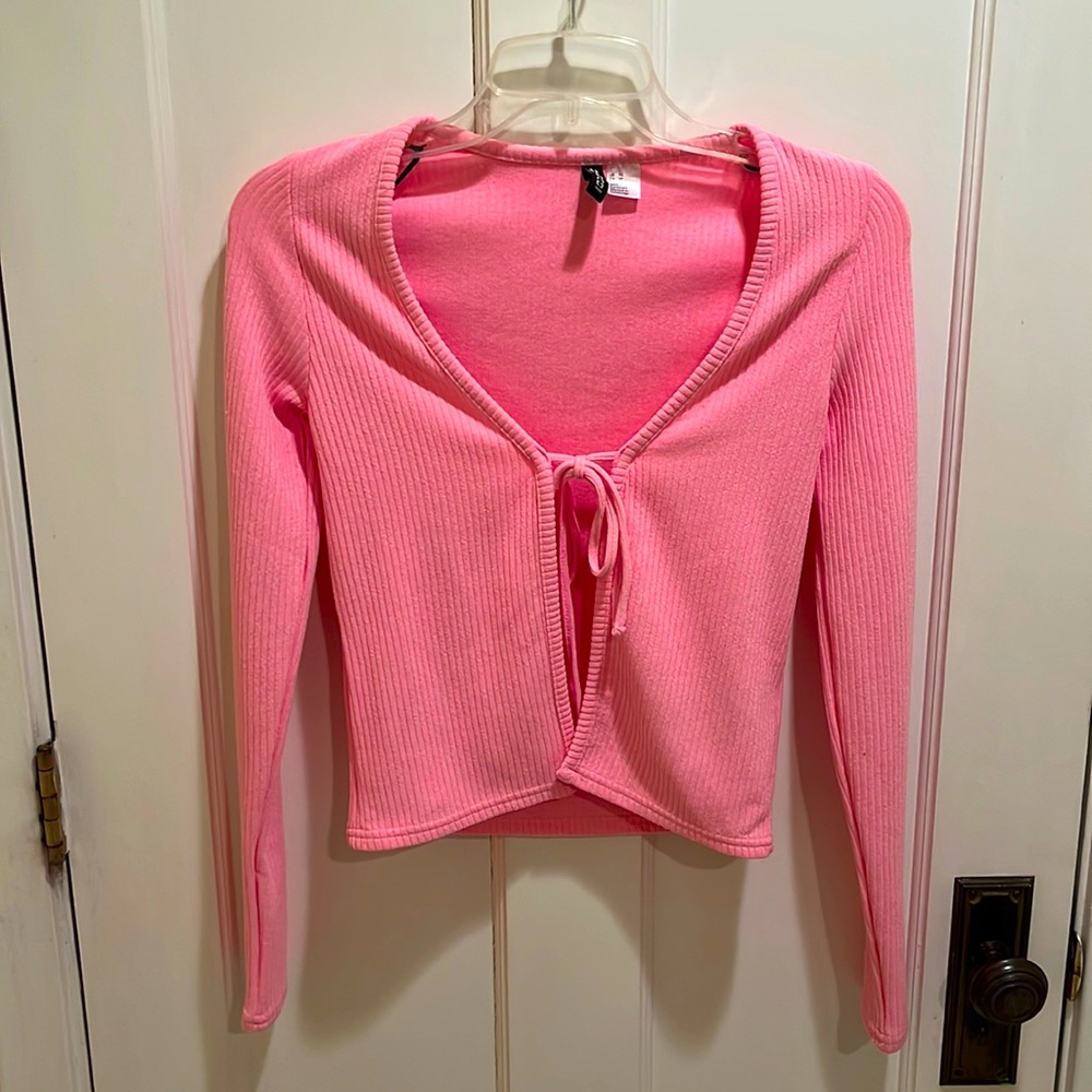 Hot Pink Long Sleeve Tie Top - H&M Divided